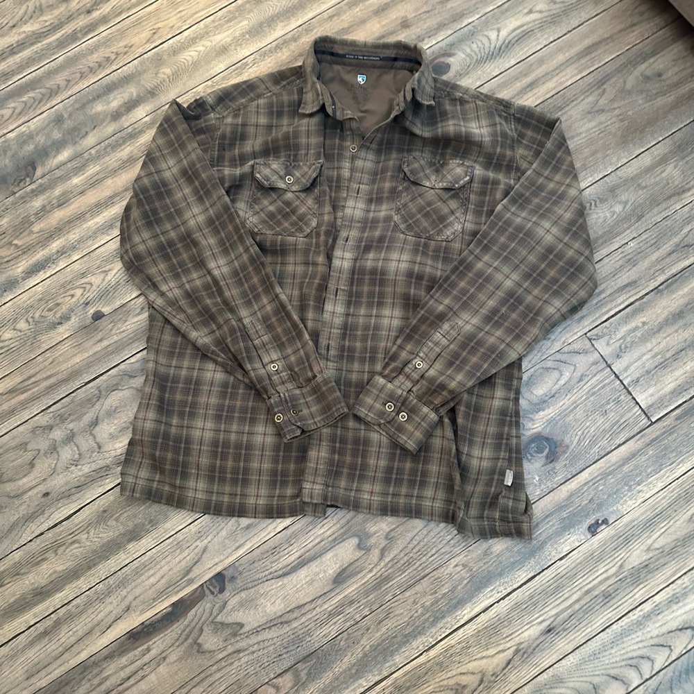 Kuhl Plaid Tan Shirt Jacket